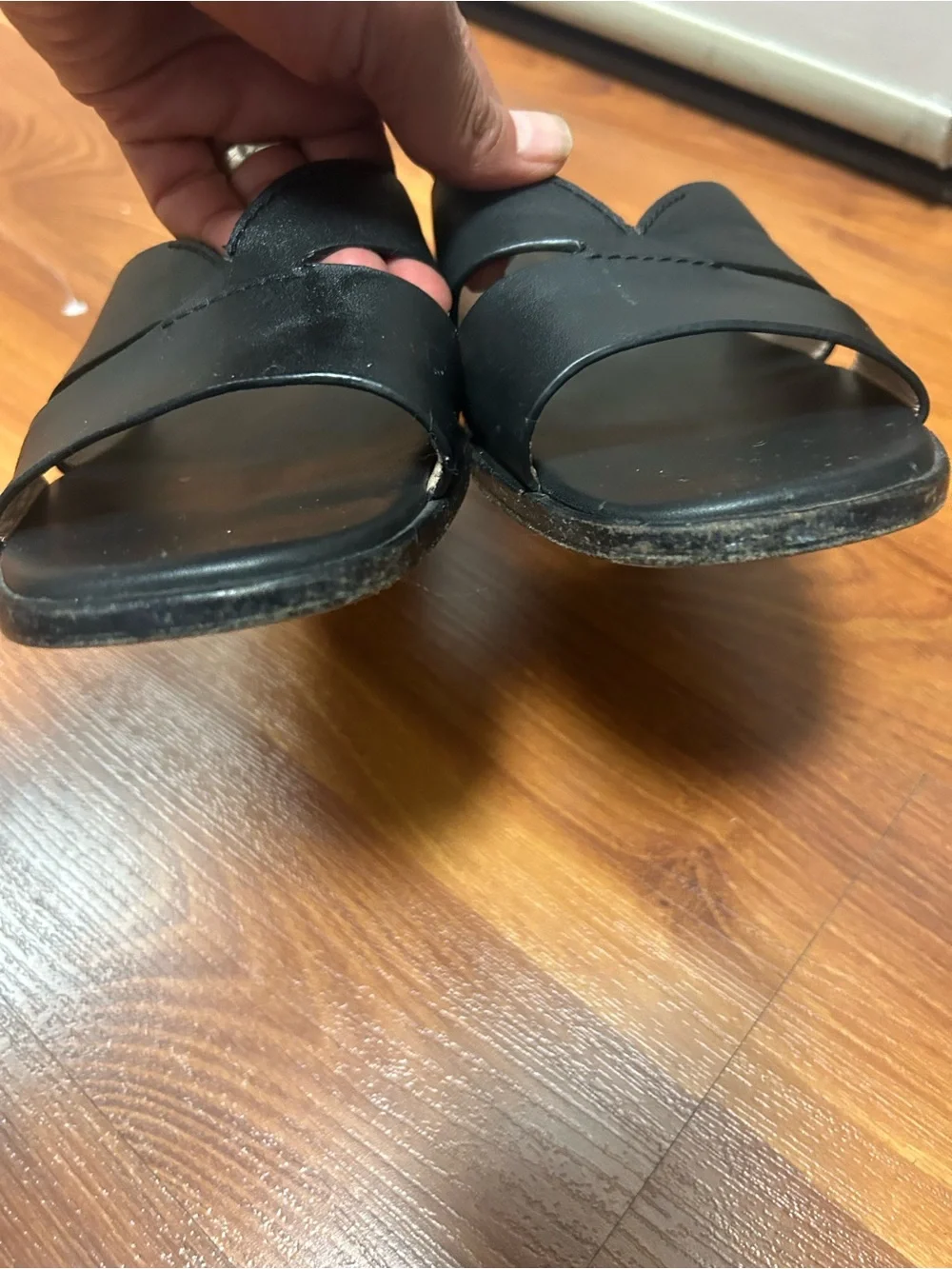 kate spade Black Leather Crossover Slide Sandals